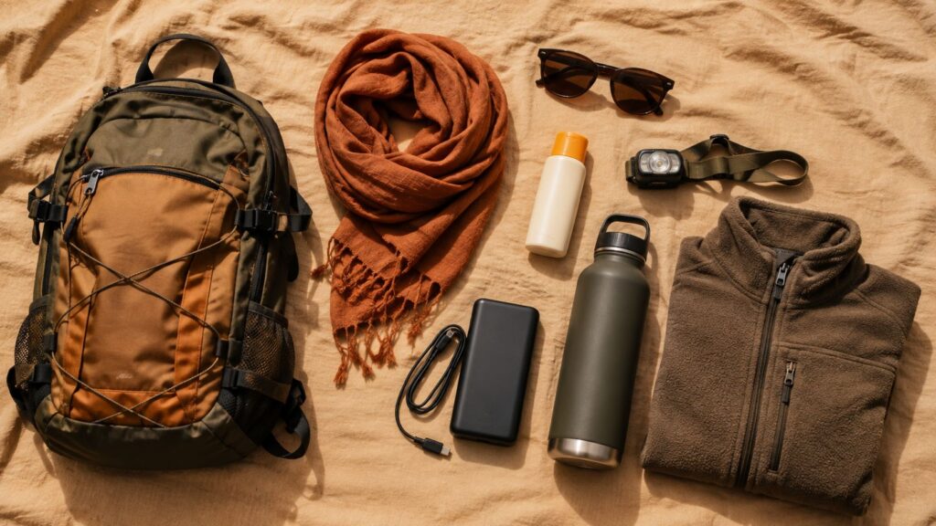 Packing essentials for a three-day Sahara desert tour in Morocco